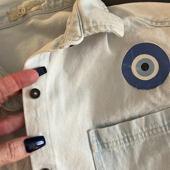 Vintage Chelsea & Violet Evil Eye crop washed denim jacket O/S - Picture 7 of 8